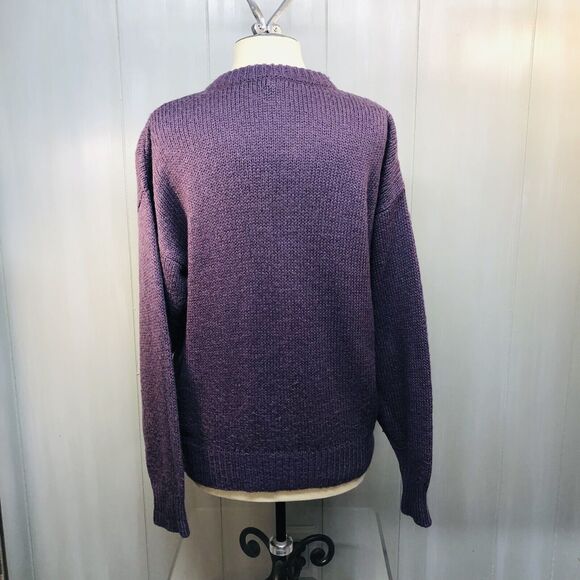 Vtg Yessica Purple Wool Angora Acrylic Blend Flowers Cardigan Med Grammacore - Picture 3 of 12
